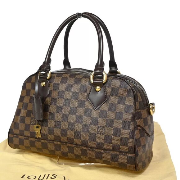 LOUIS VUITTON LV Logo Duomo Hand Bag Damier Ebene Leather Brown N60008 99FA531 - Picture 1 of 14